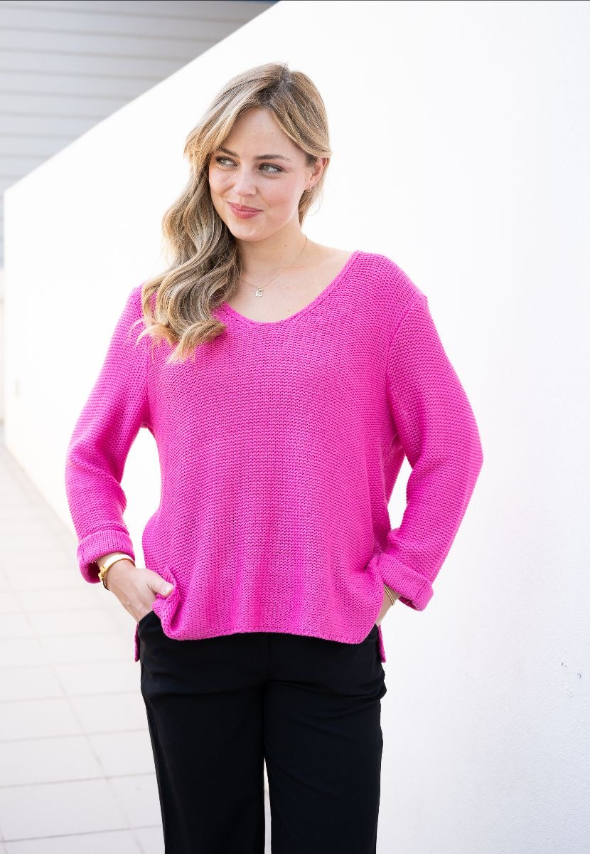 Coco Cotton knitted Jumper Hot Pink