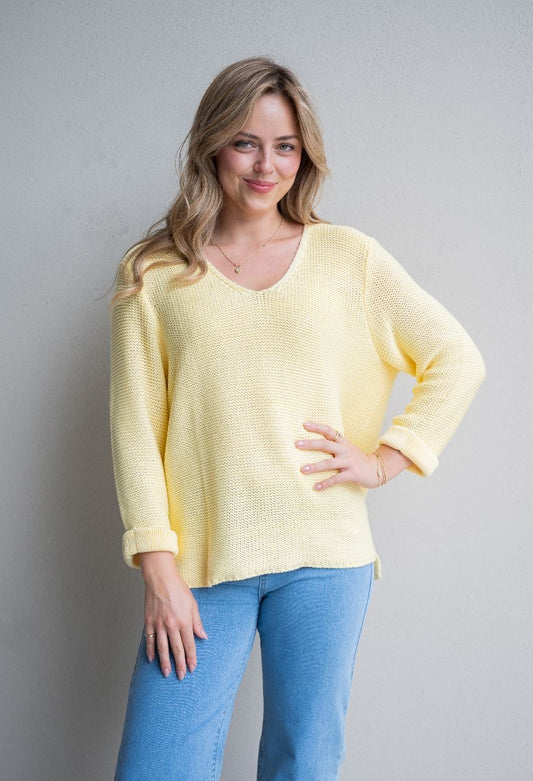 Coco Cotton Knitted Jumper Lemon