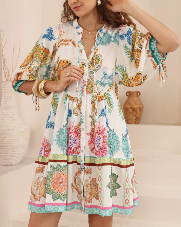 Cyprus Babydoll Dress Iris Maxi