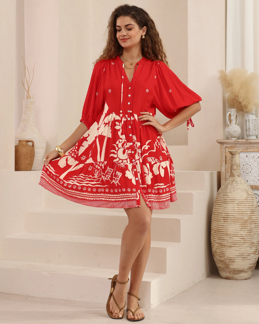 The Dream Babydoll Dress - Red