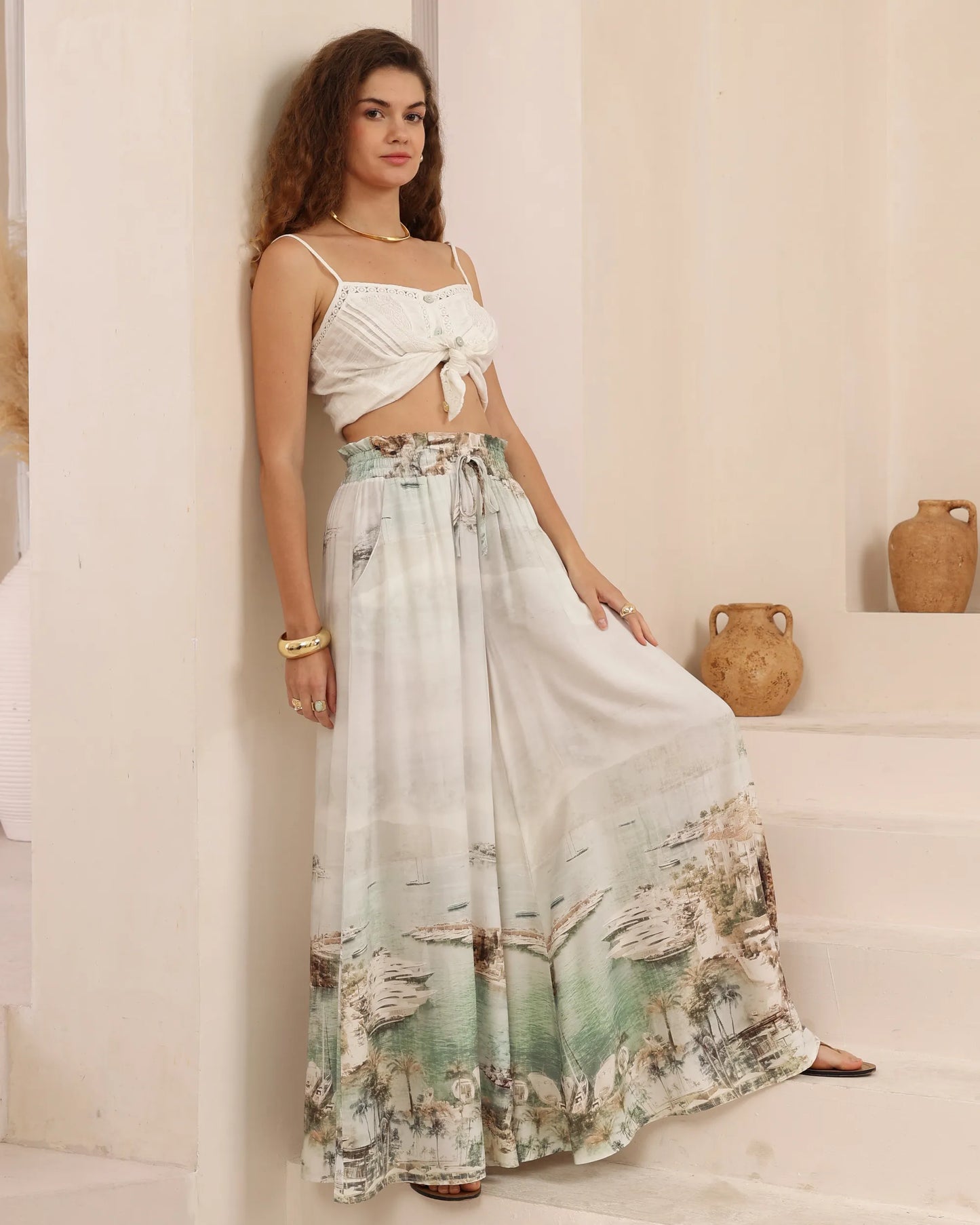 Marlow Island Print Wide Leg Pants