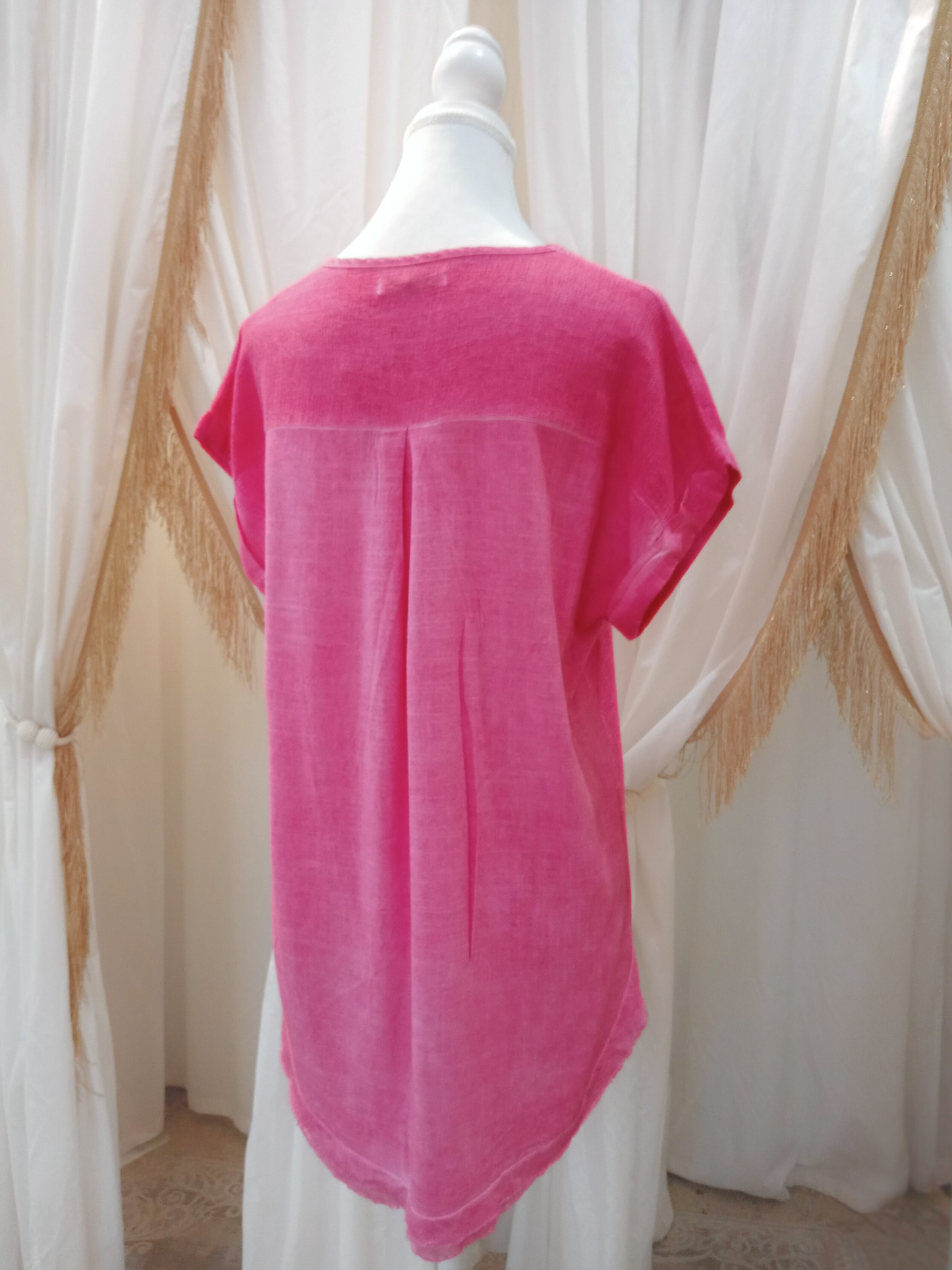Cleo Linen Top - Hot Pink