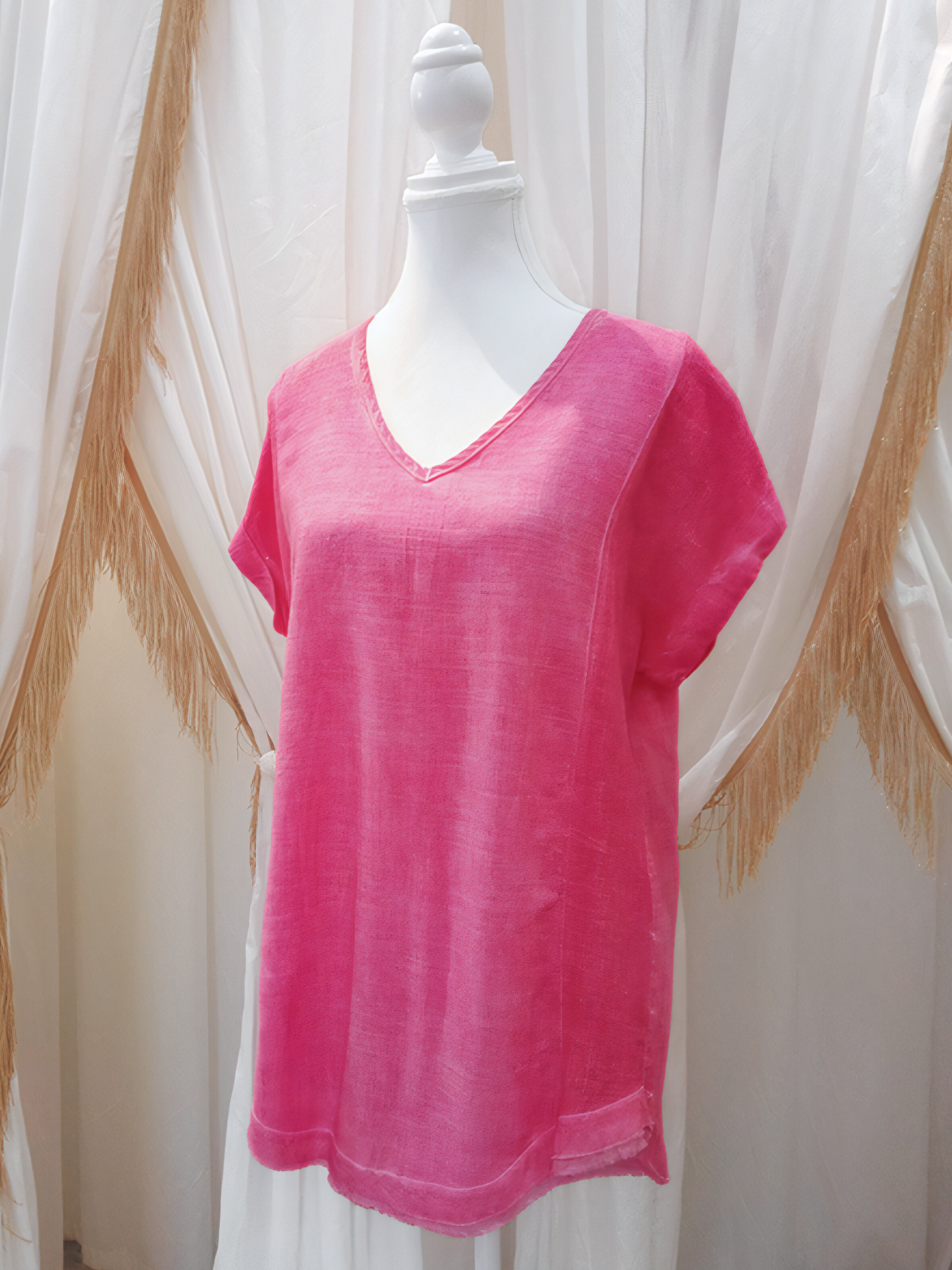 Cleo Linen Top - Hot Pink