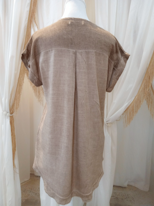 Cleo Linen Top - Mocha