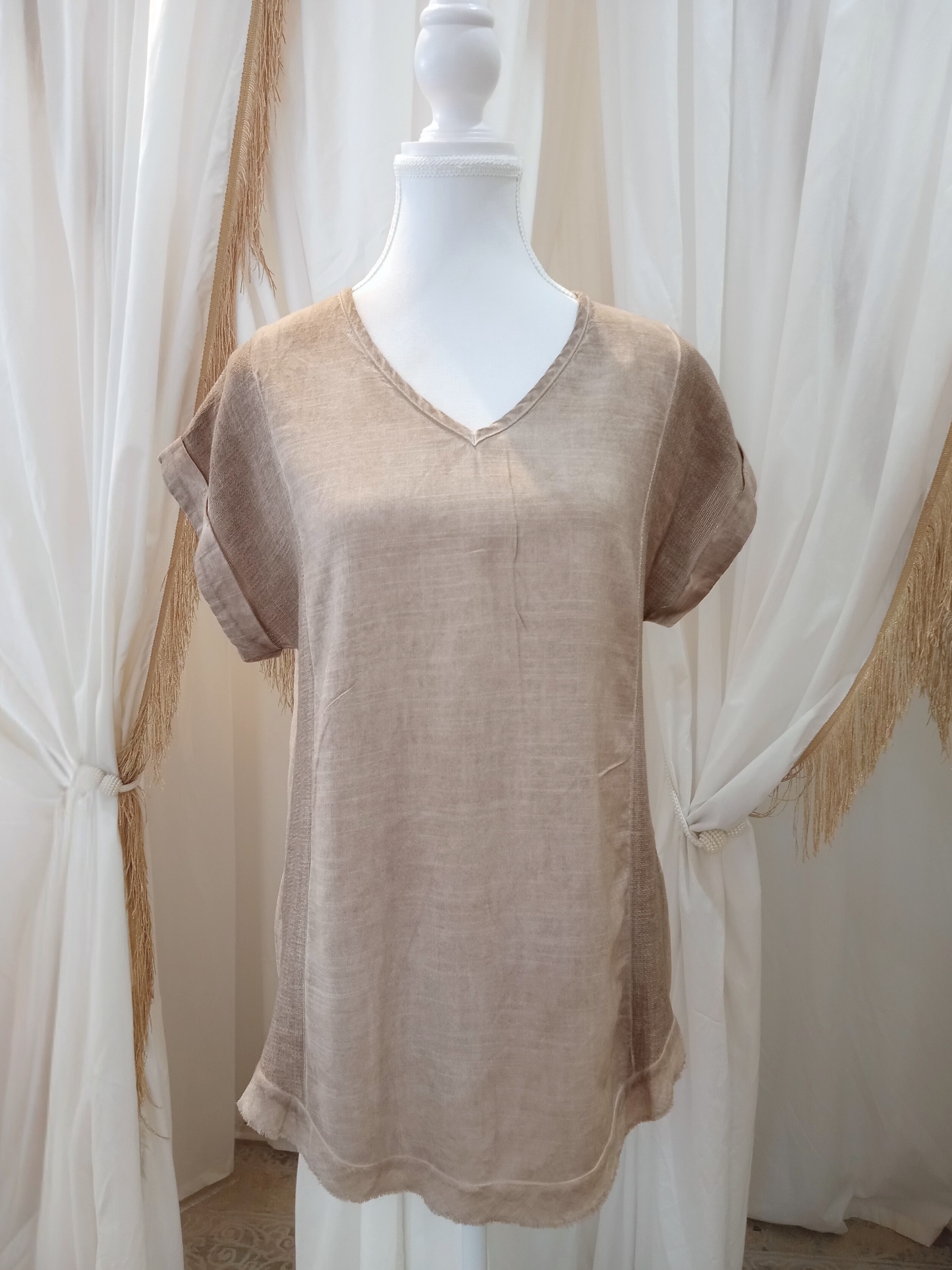 Cleo Linen Top - Mocha