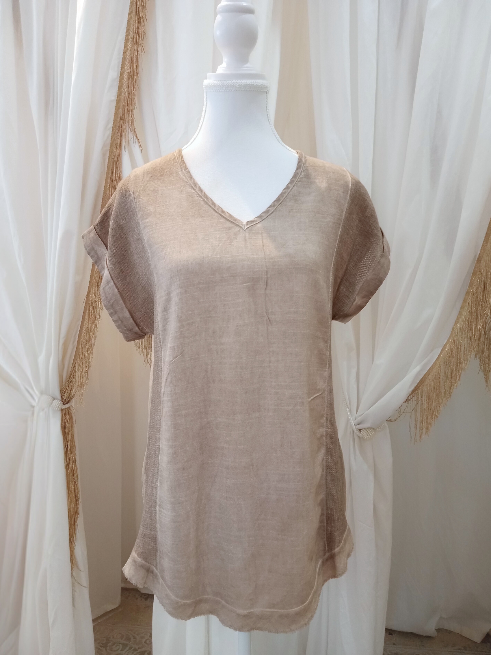Cleo Linen Top - Mocha