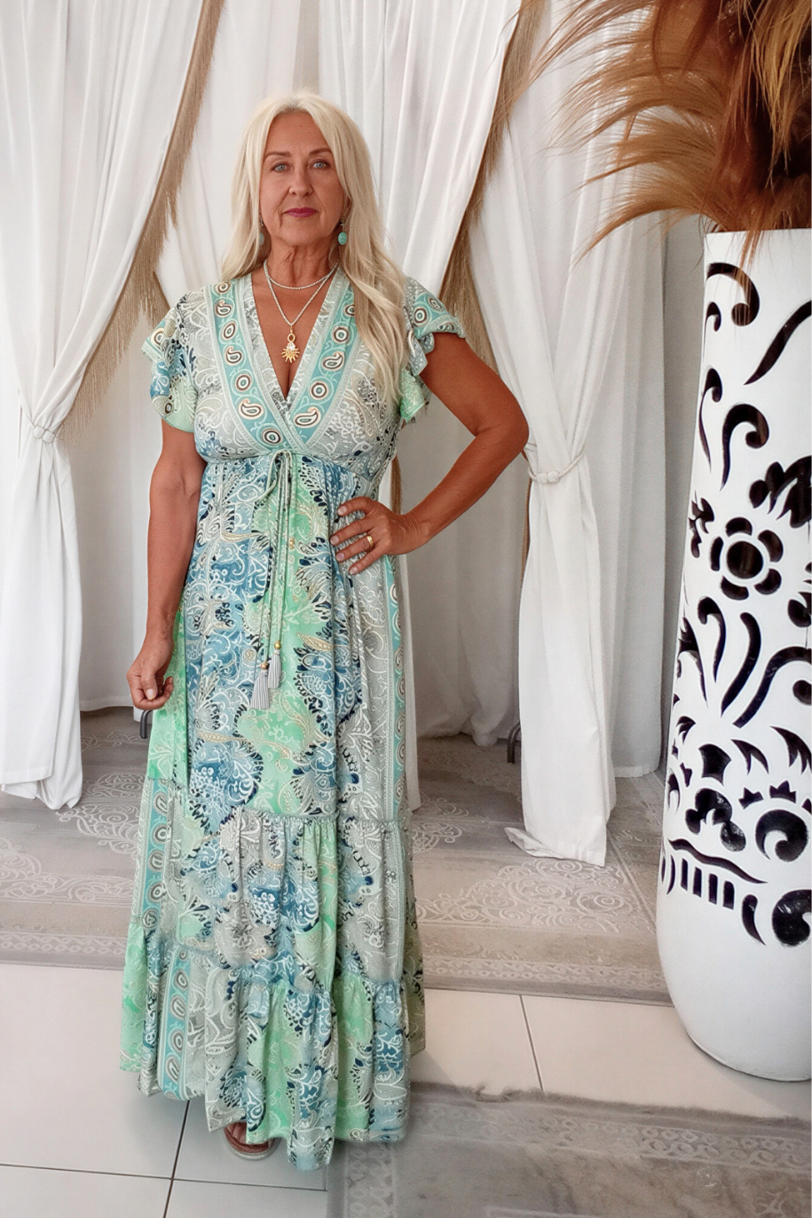 Fae Maxi Dress -Aqua