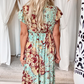 Gemini Dress Teal Burgundy Gold