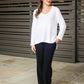 Coco White Knitted Roll-up Sleeve Top