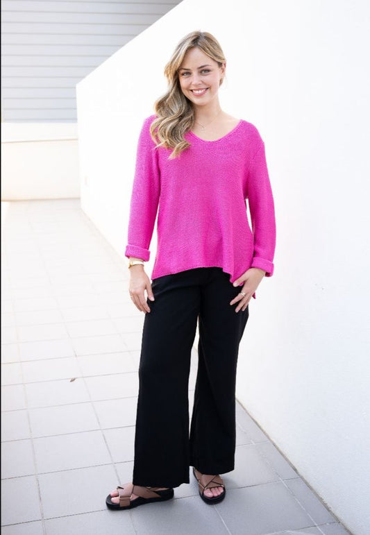 Coco Cotton knitted Jumper Hot Pink