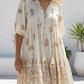 Arabella Paisley Smock Dress - Cream