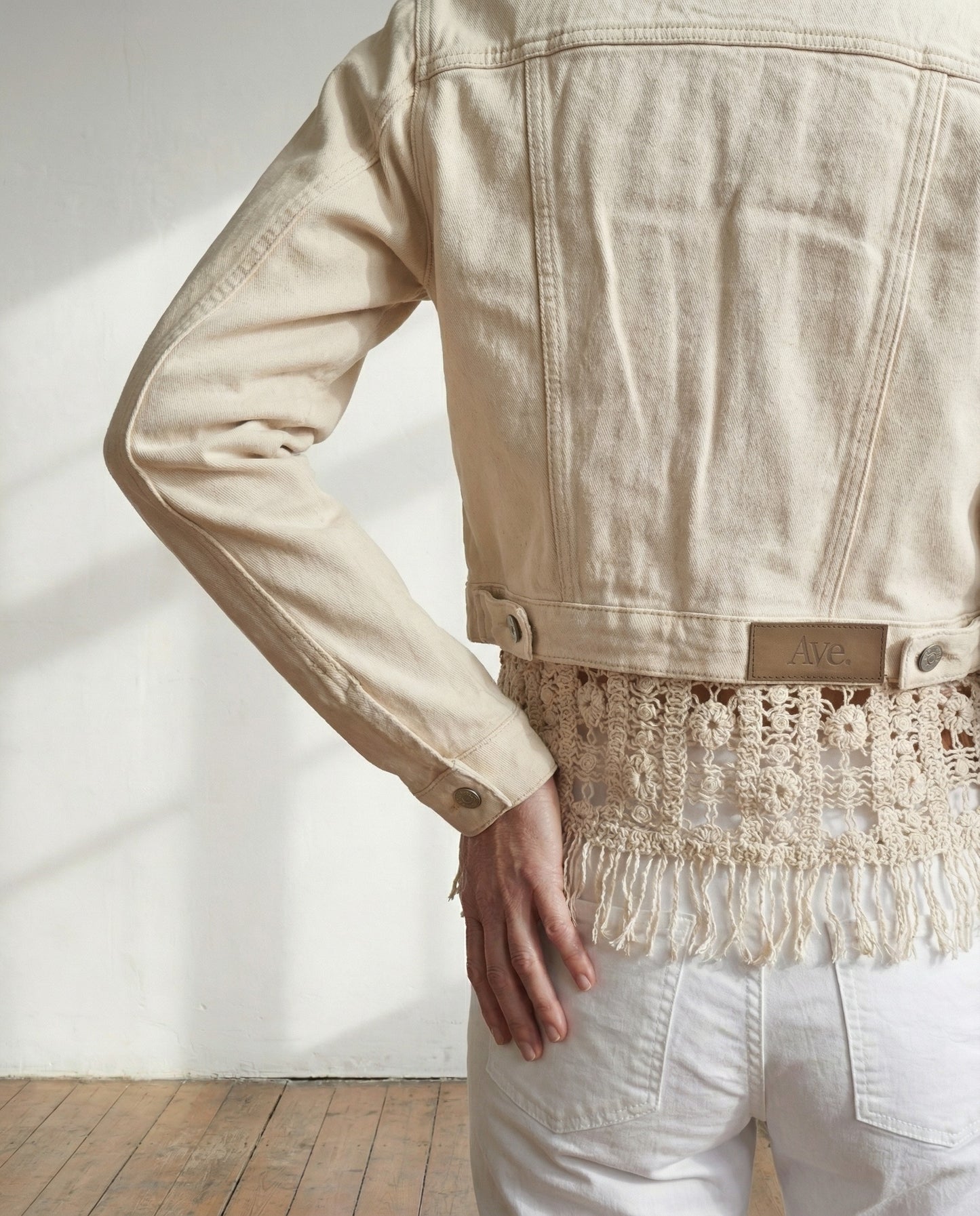 Cropped Denim Jacket - Cream Canvas