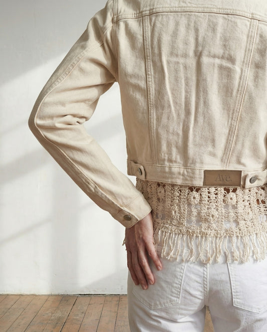 Cropped Denim Jacket - Cream Canvas
