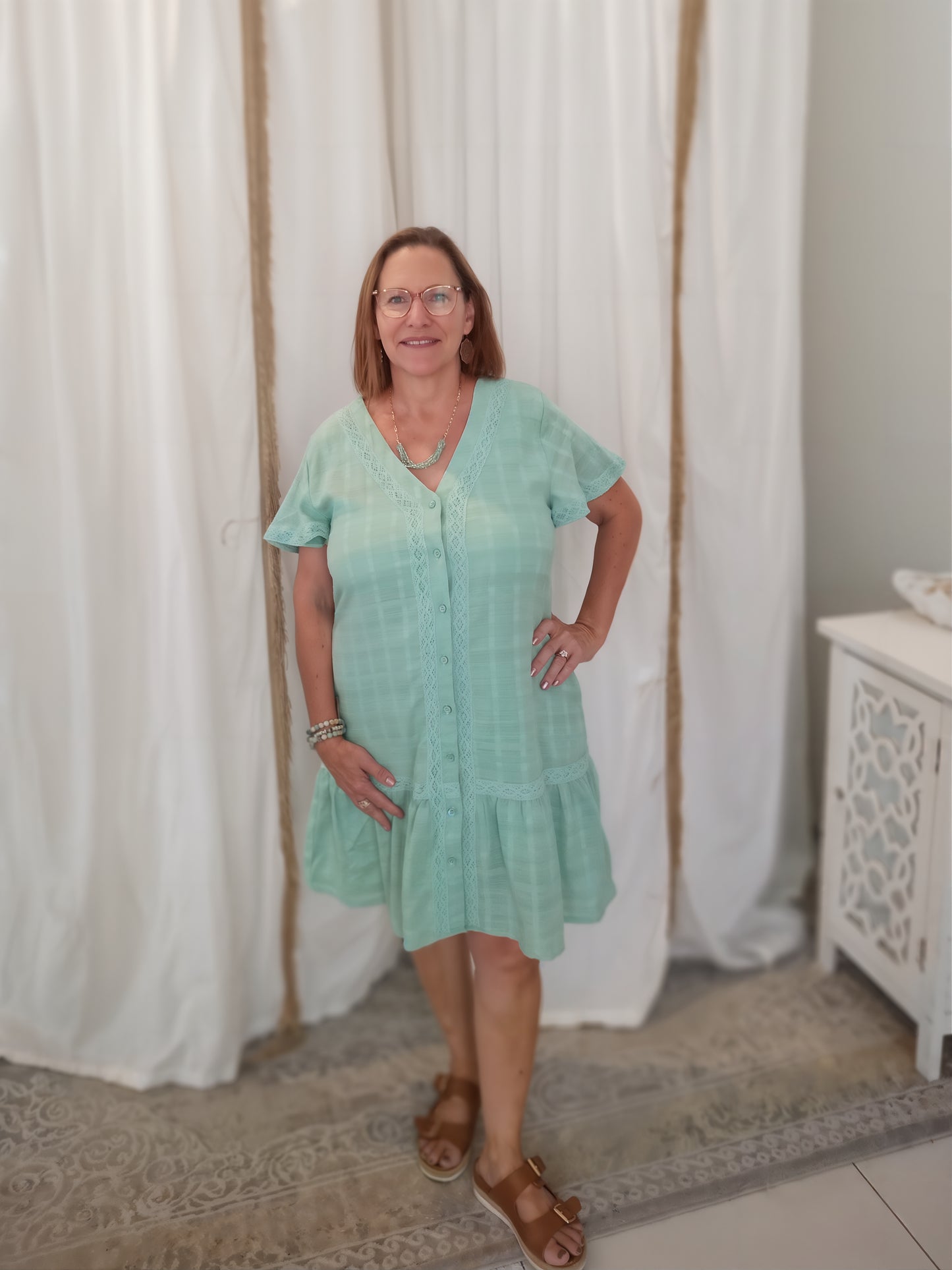 Annie Linen Dress - Mint