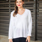 Coco White Knitted Roll-up Sleeve Top