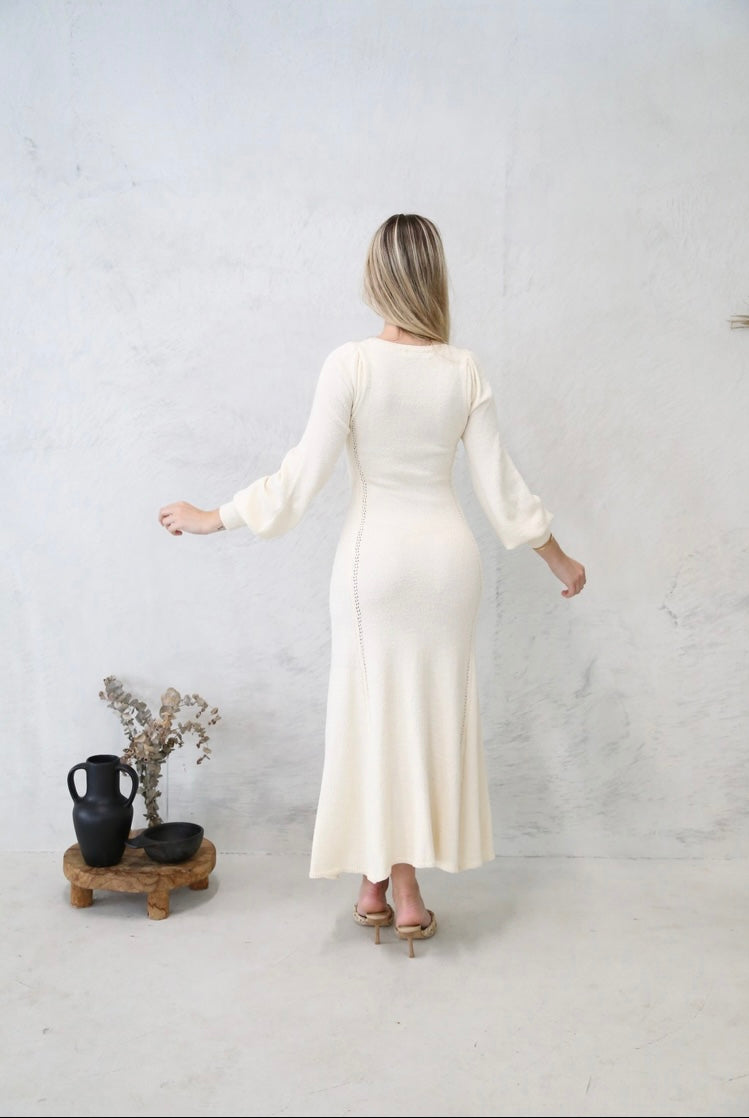 Jessica Knitted Winter White Dress