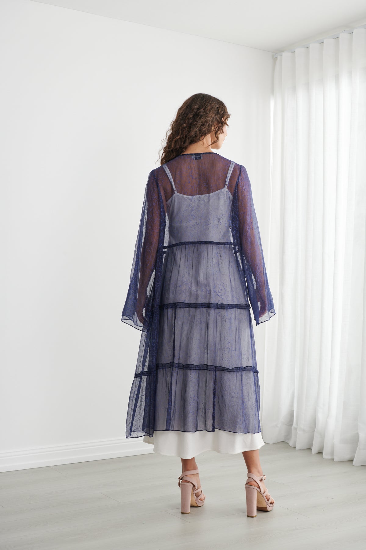 Sheer Long Jacket Blue