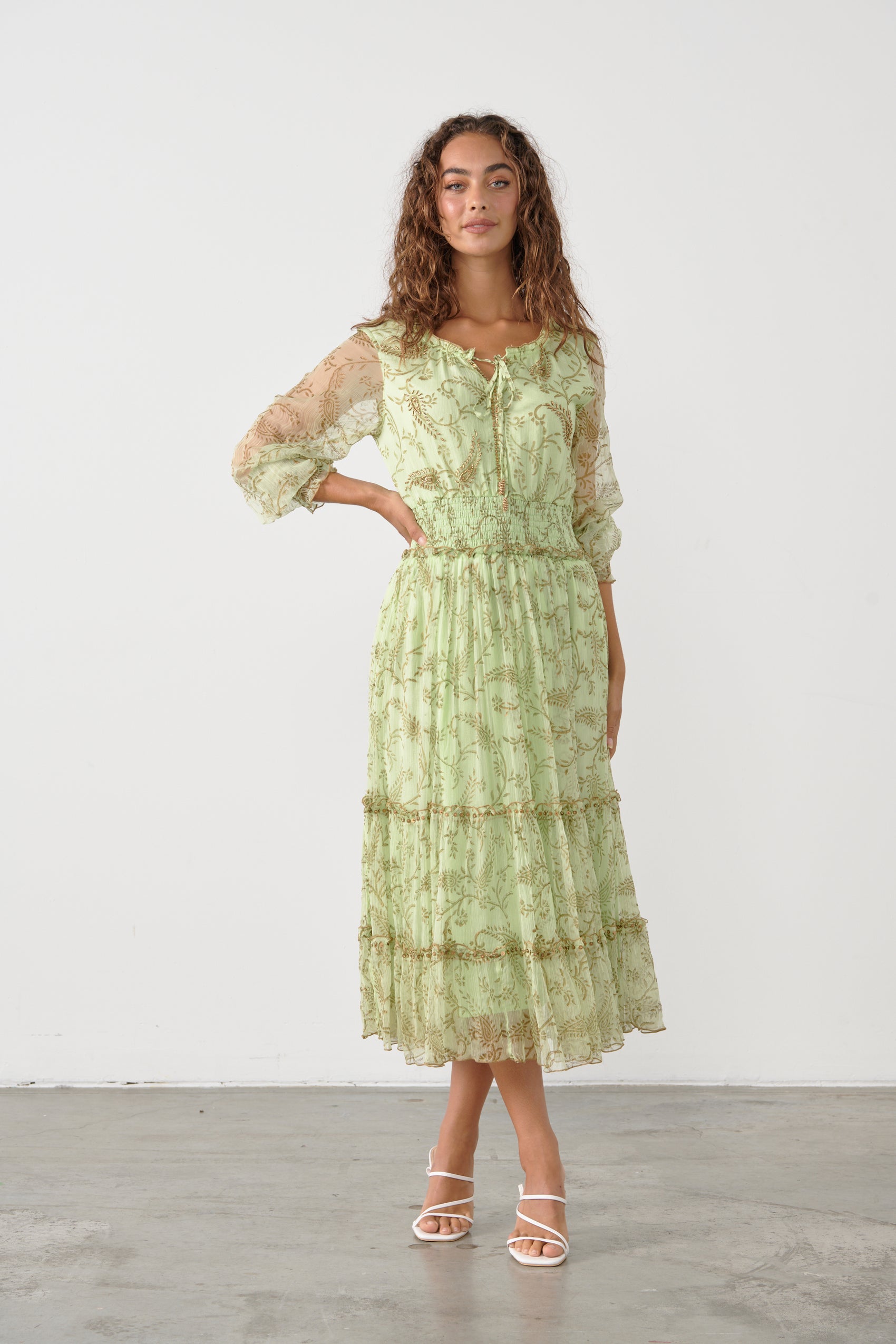 shimmeraze Peridot Midi Dress