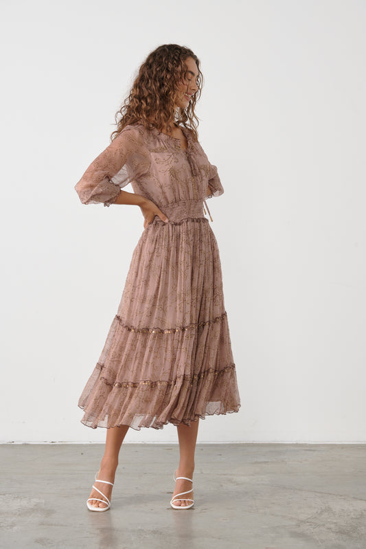 Shimmeraze Cinnamon Midi Dress