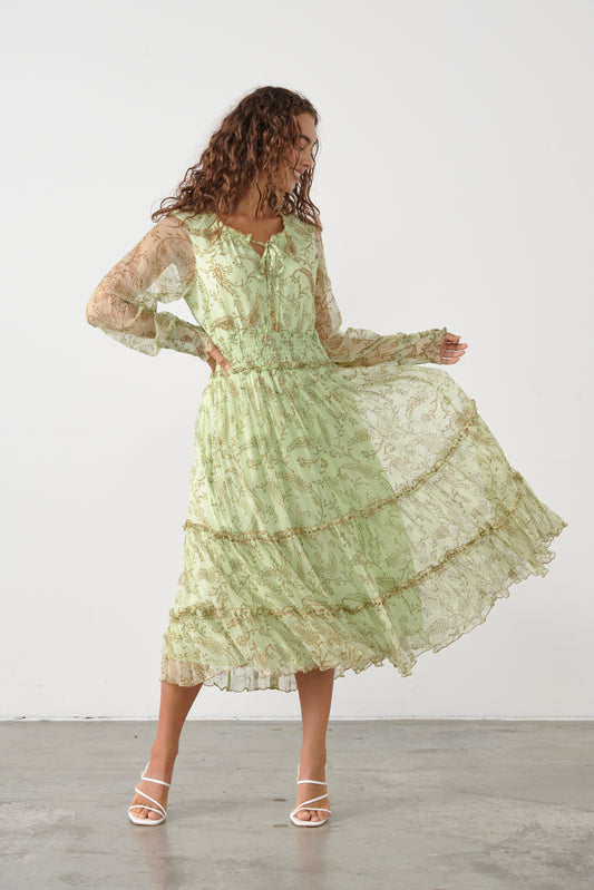 shimmeraze Peridot Midi Dress