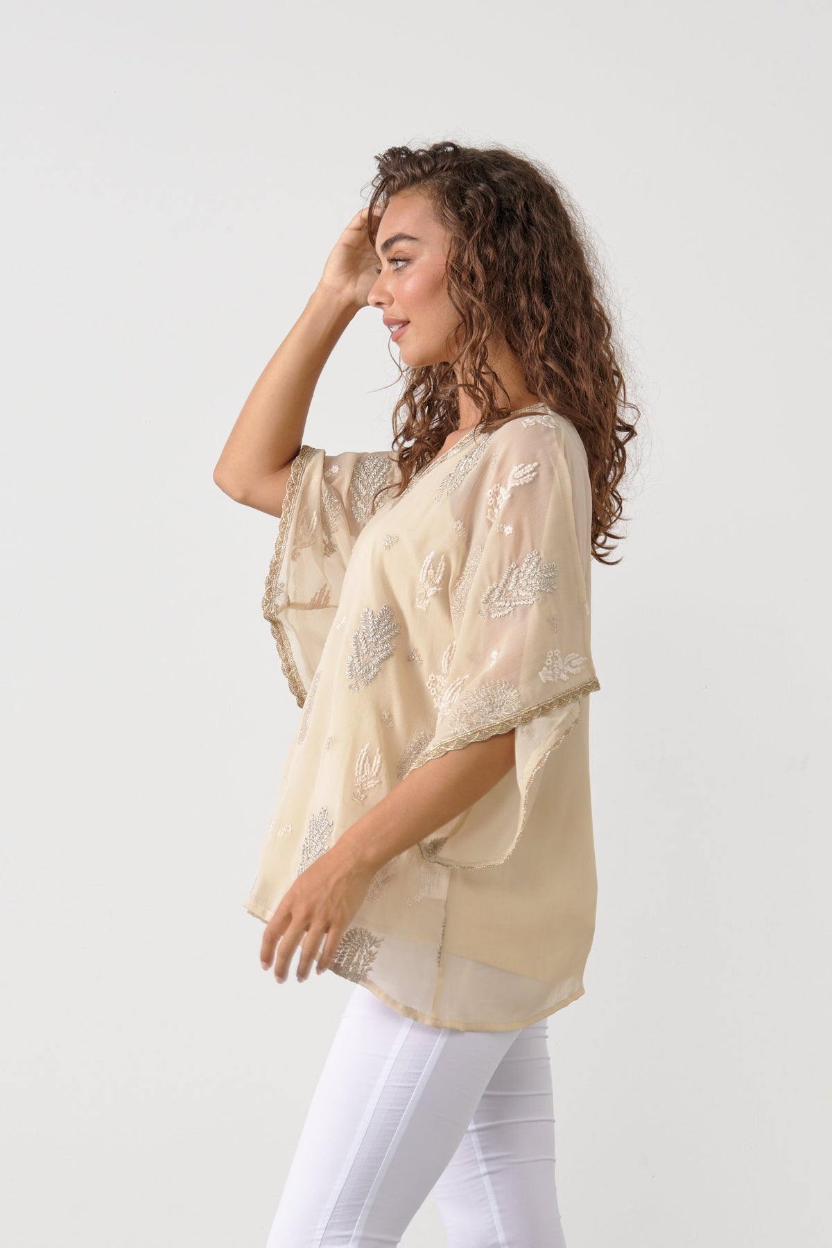 Moonlight Beach Blouse Floaty Sleeve Vanilla