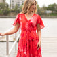 Devine Dress - Red Hydrangeas