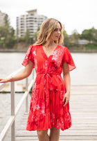 Devine Dress - Red Hydrangeas