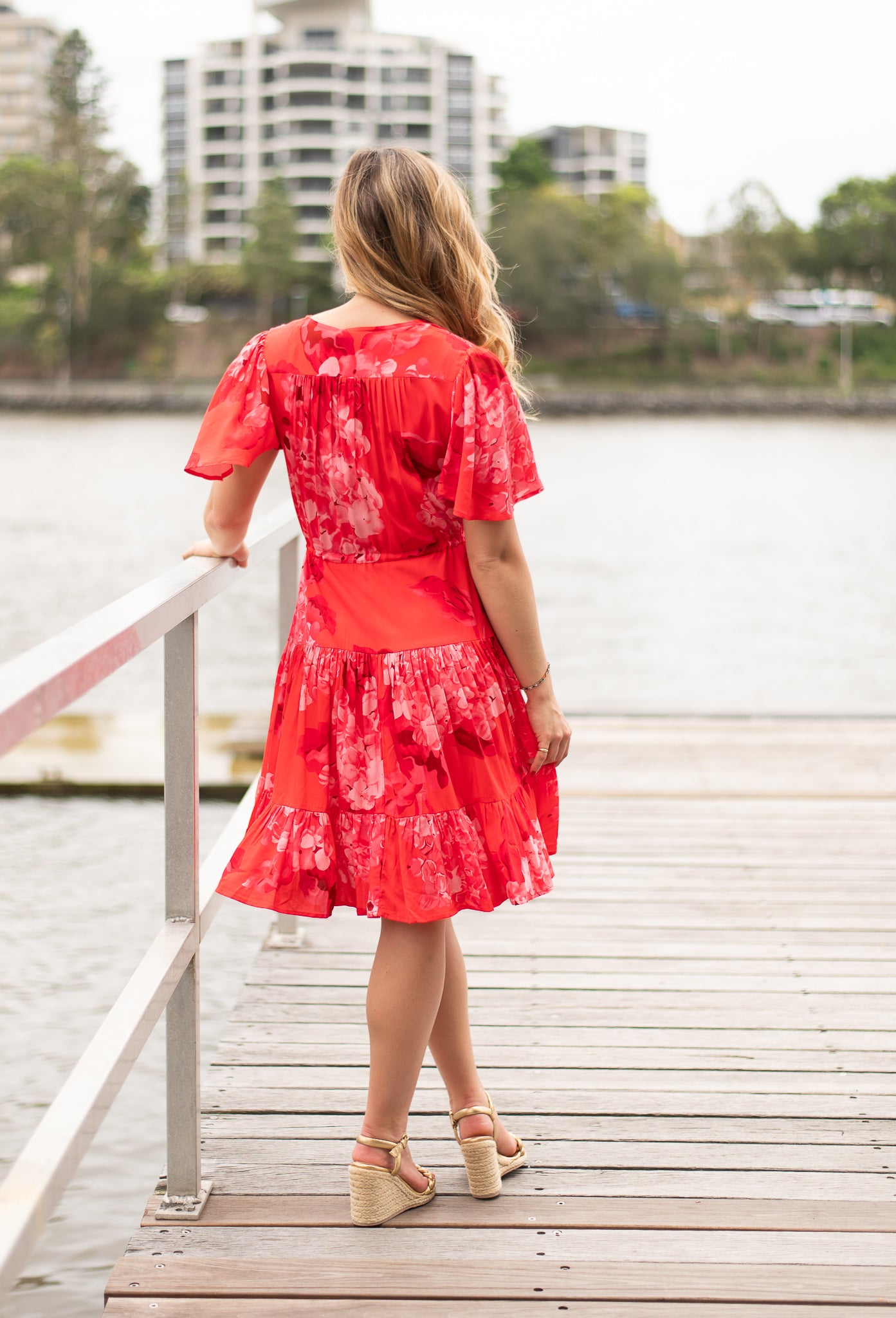 Devine Dress - Red Hydrangeas