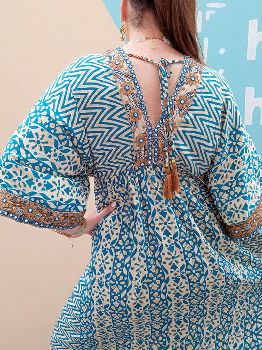 Fleetwood Maxi Dress - Teal & Gold