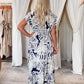 Gemini Dress Navy Cream Gold