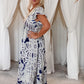 Gemini Dress Navy Cream Gold