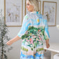 Blue Palm Vista Print Top