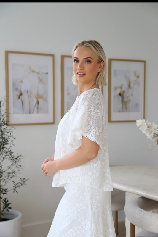 Shell Blouse White Lace