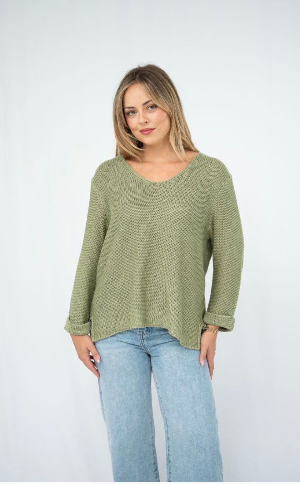 Coco Cotton Knitted Jumper Light Sage