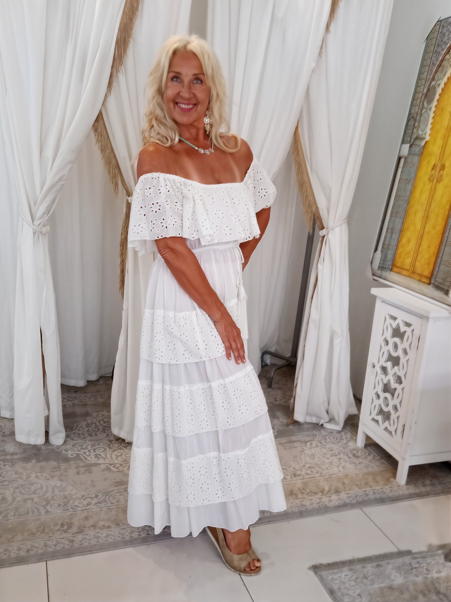 Lace Princess Off Shoulder Frill Dress
