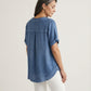 Cleo Linen Top - Denim Blue
