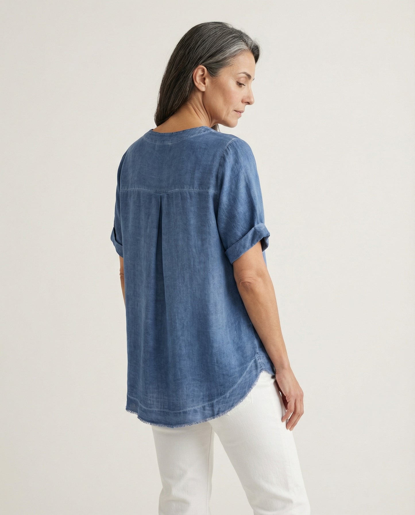 Cleo Linen Top - Denim Blue
