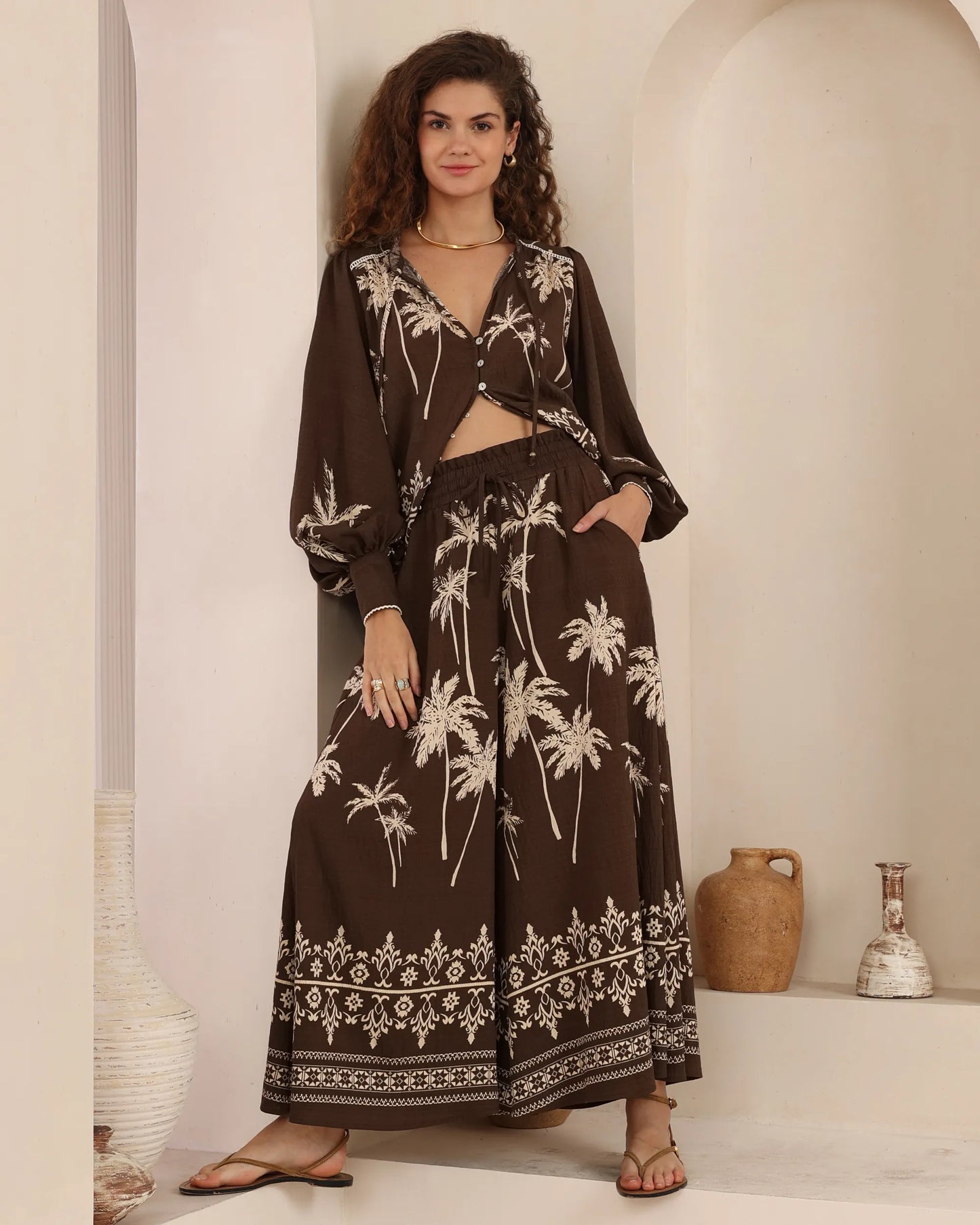 Chocolate Palm Pant By Iris Maxi