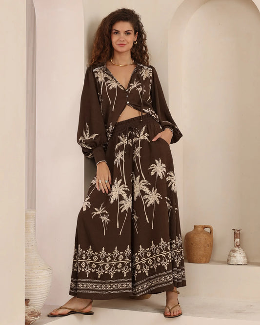 Chocolate Palm Pant By Iris Maxi