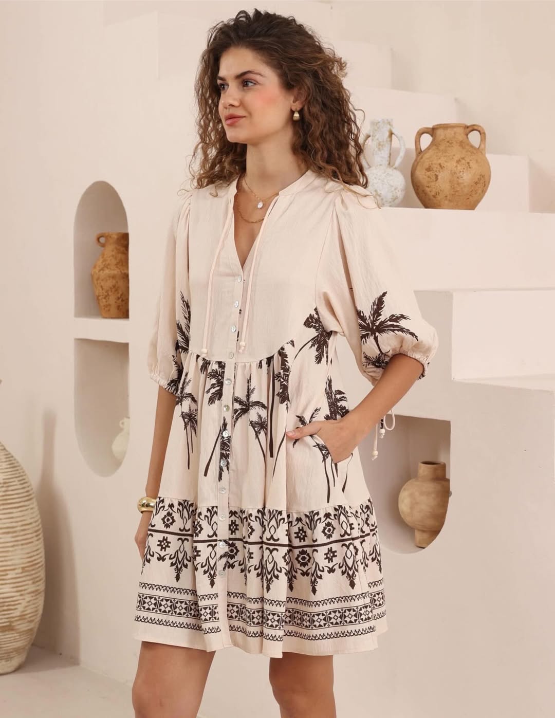 Palm Oasis Babydoll Dress