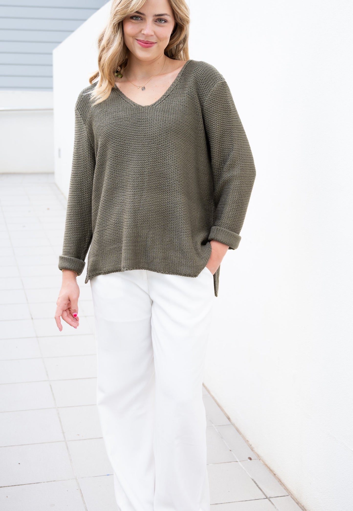 Coco Cotton Knit Jumper - Khaki