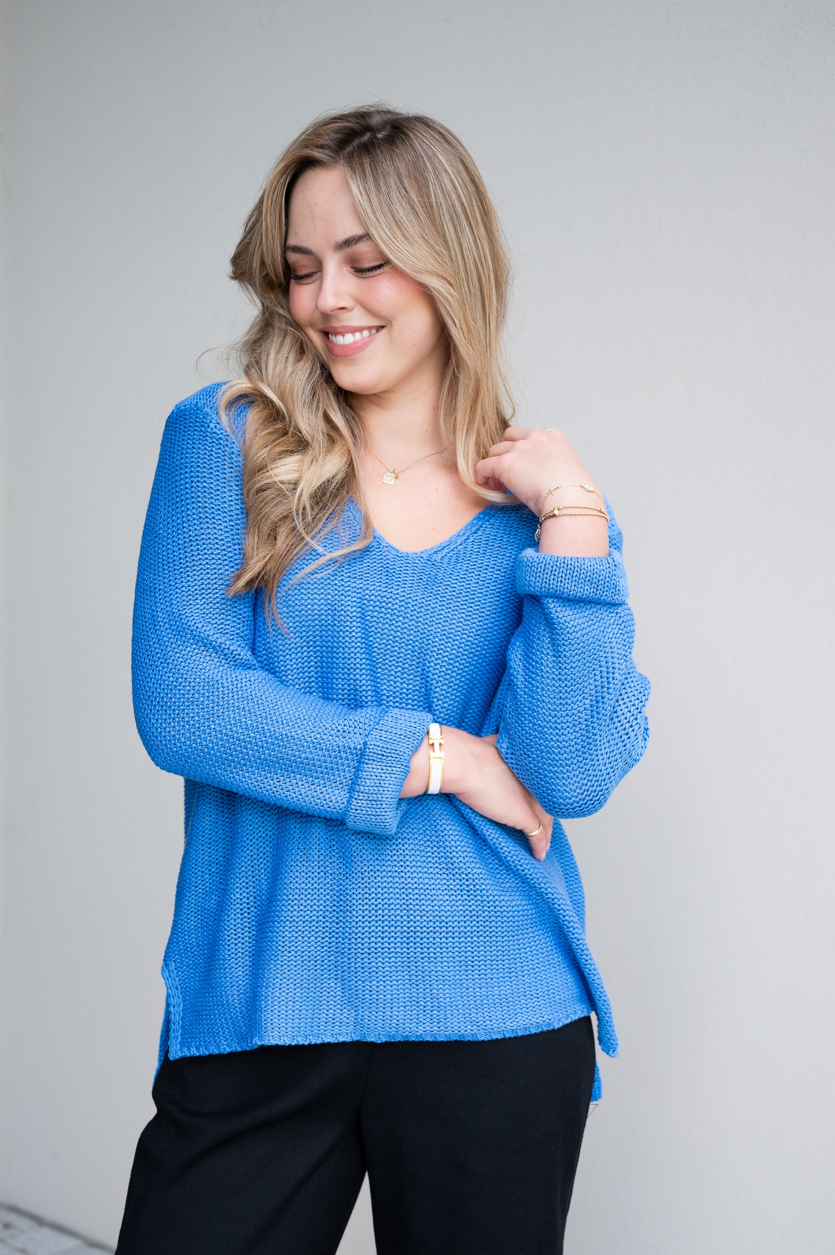 Coco Cotton Knit Jumper - Cornflower Blue