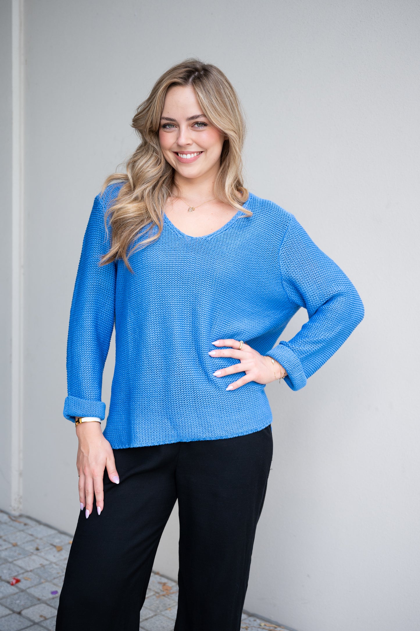 Coco Cotton Knit Jumper - Cornflower Blue