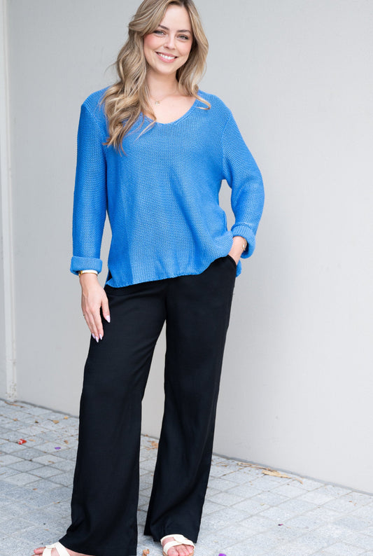 Coco Cotton Knit Jumper - Cornflower Blue