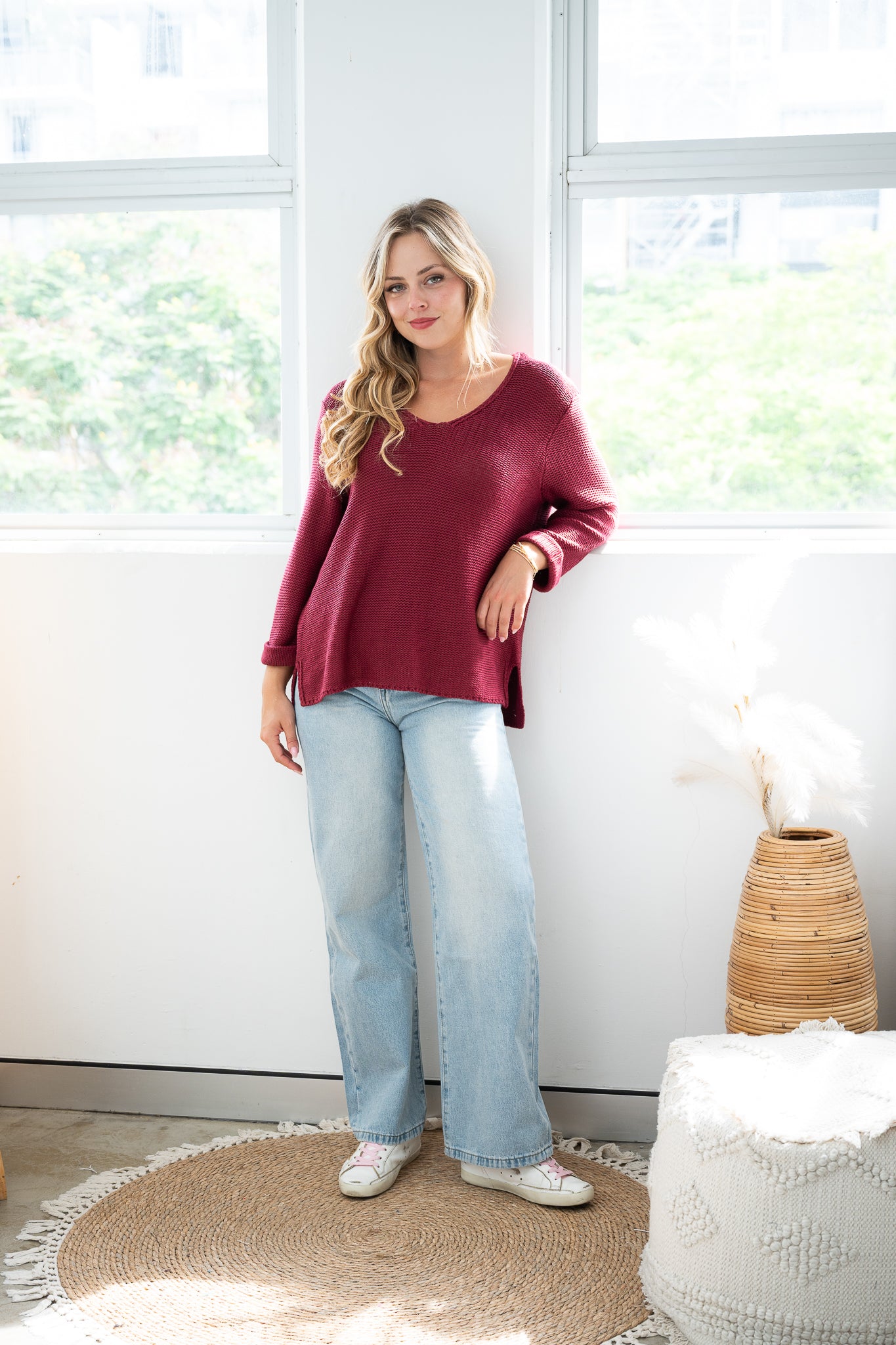 Coco Cotton Knitted Jumper Dark Rose