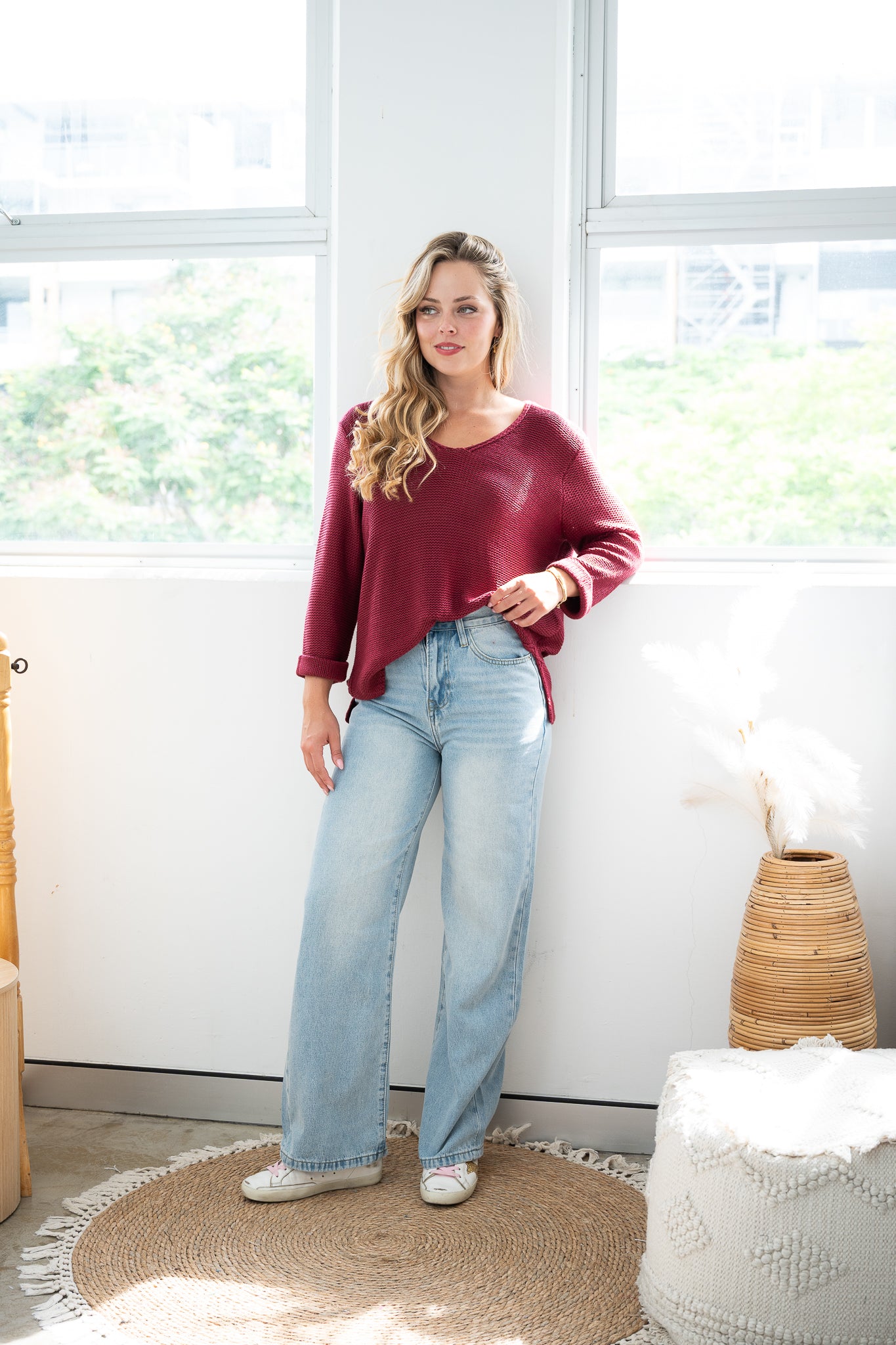 Coco Cotton Knitted Jumper Dark Rose