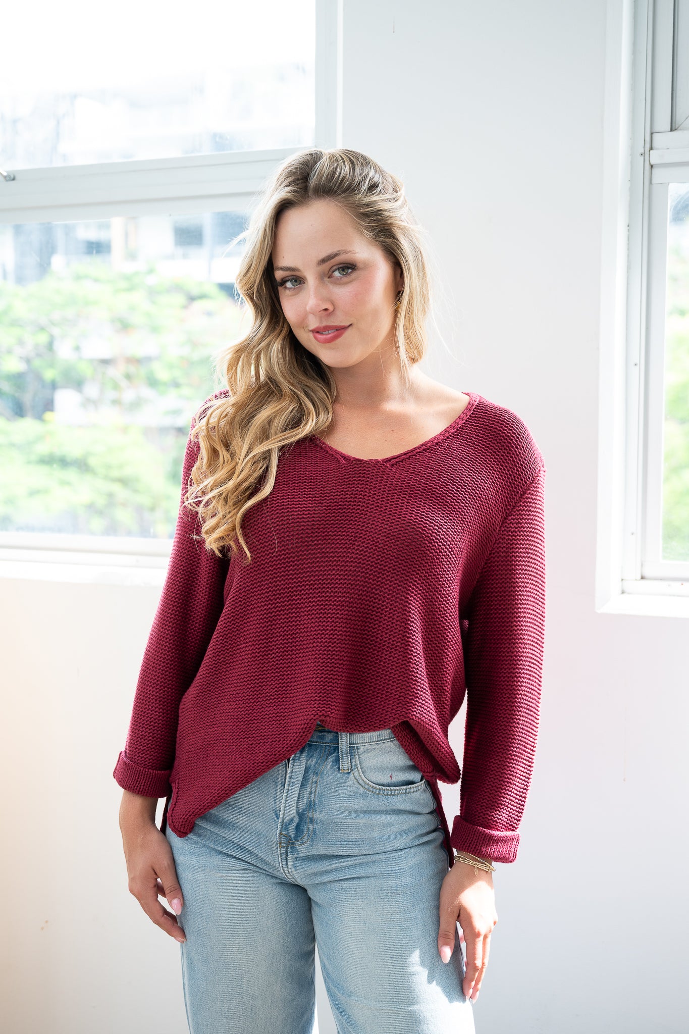 Coco Cotton Knitted Jumper Dark Rose