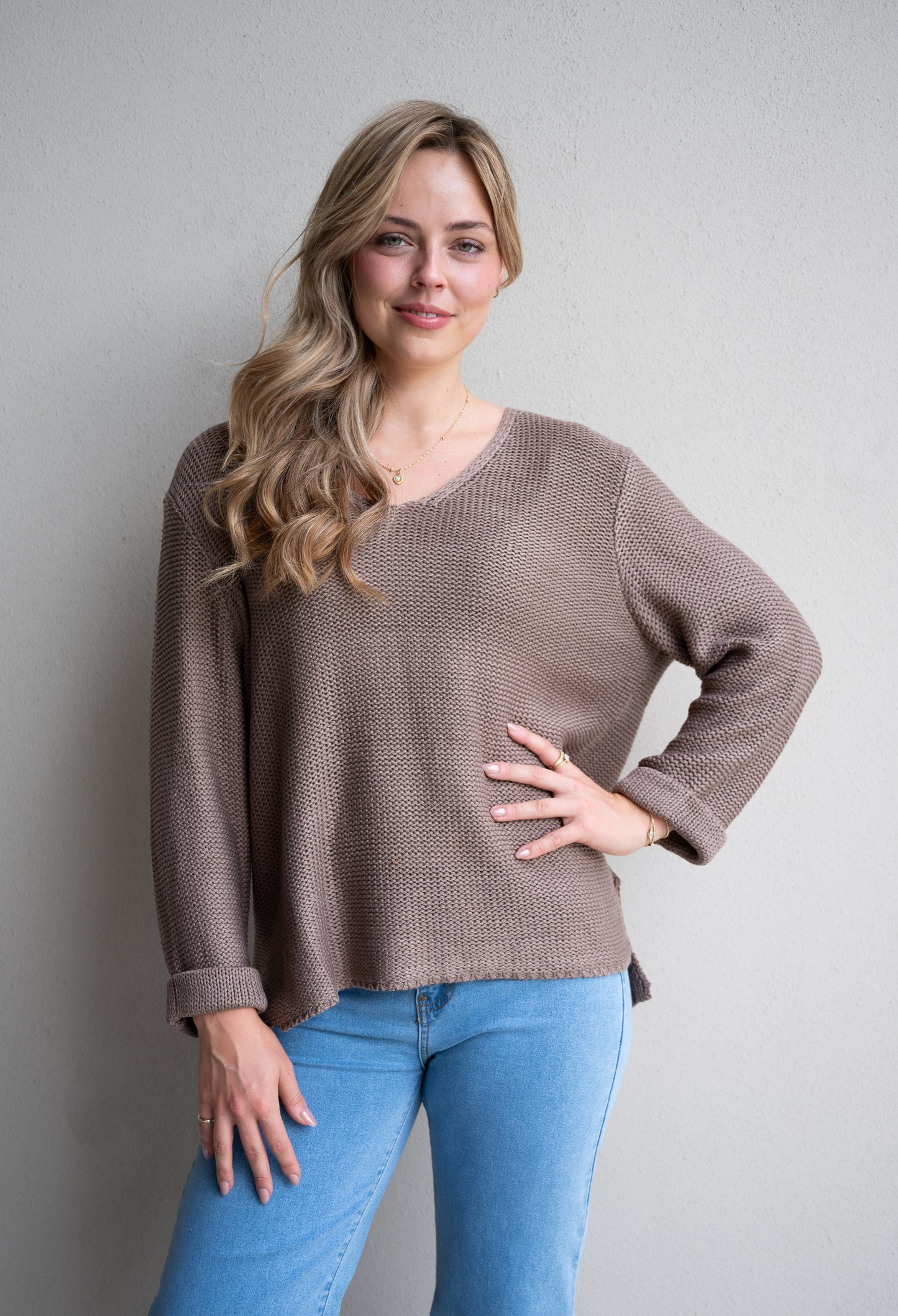 Coco Cotton Knitted Jumper Taupe