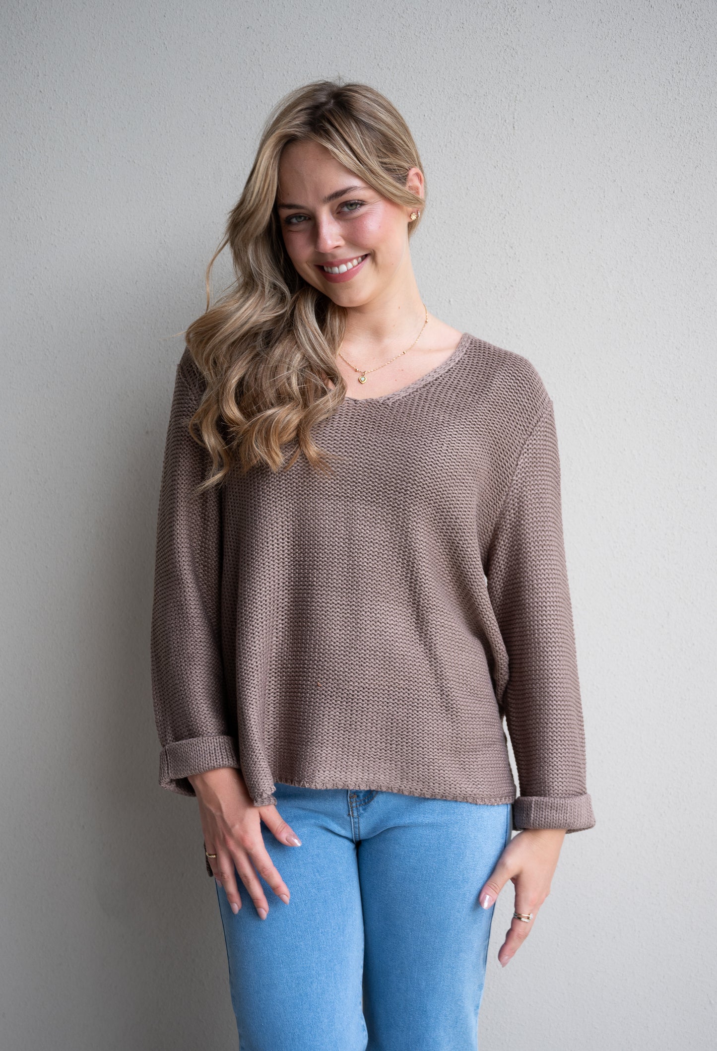 Coco Cotton Knitted Jumper Taupe