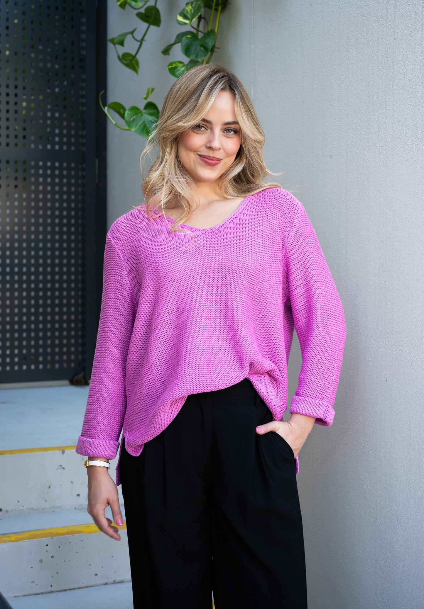 Coco Cotton Knit Jumper Raspberry Pink